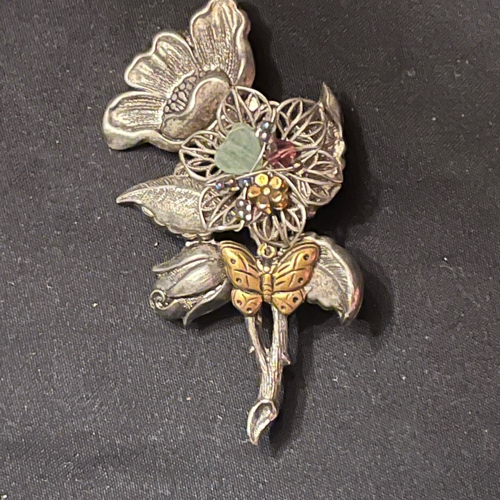 Vintage Floral and Butterfly Brooch Cara Stimmel